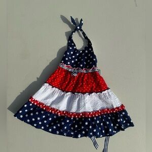 GIRLS 3T Patriotic halter neck tier skirt dress